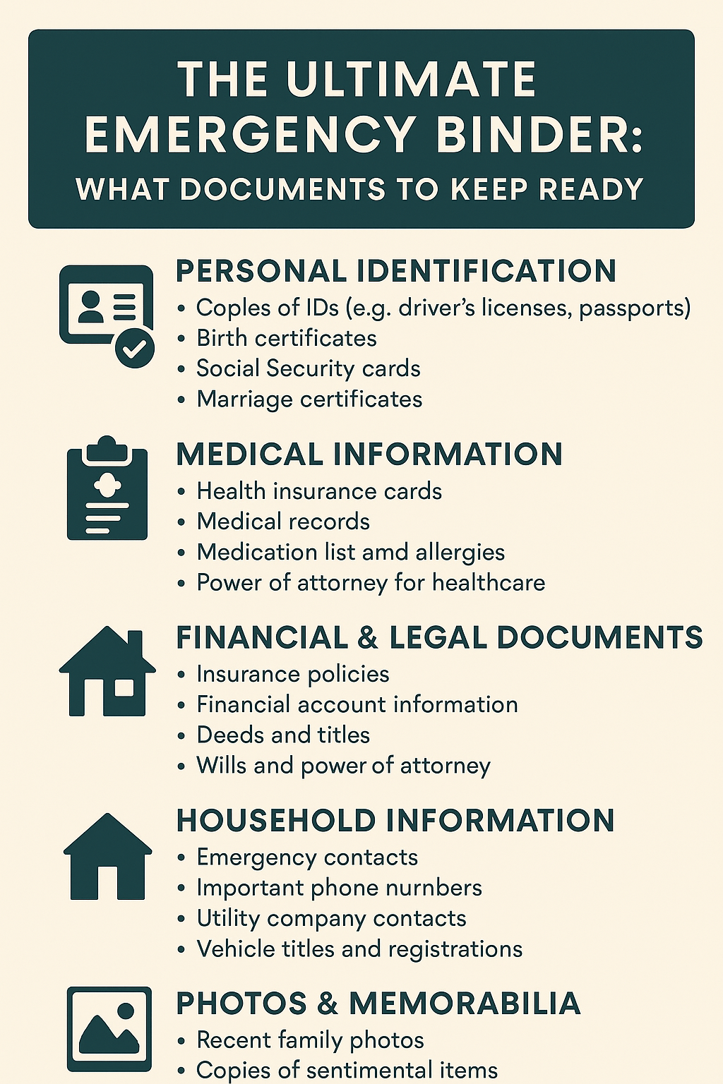 emergency binder checklist infographic