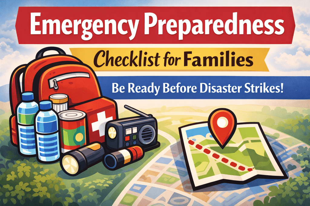 Emergency preparedness checklist for families: essential supplies, safety plans, and simple steps to stay ready for disasters.